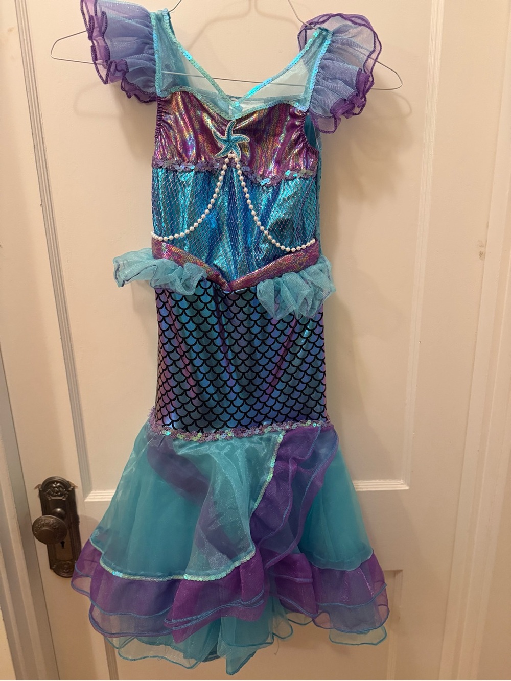 Girls Turquoise & Purple Mermaid Halloween Costume Dress One Size